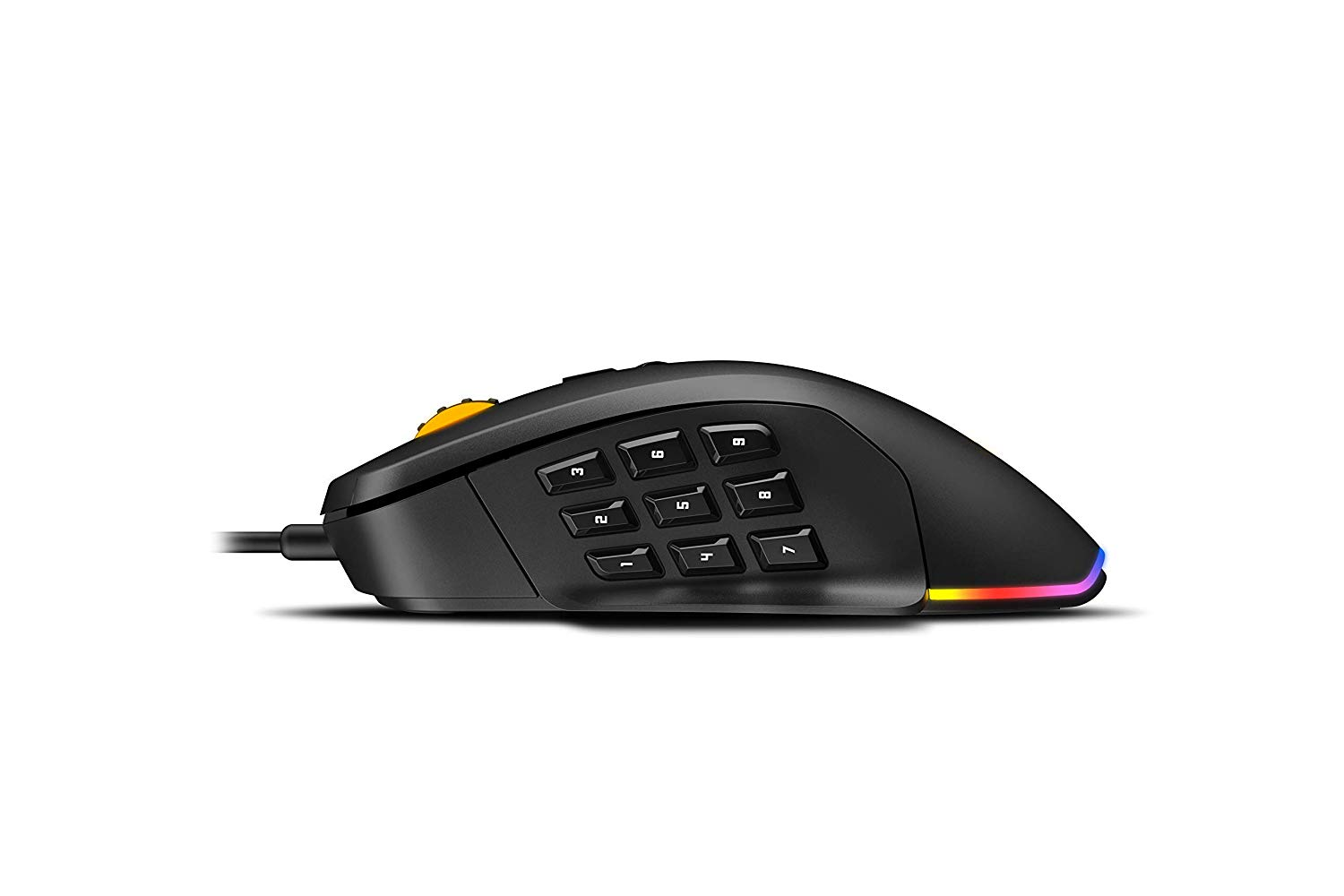 Ratón gaming - Krom KAMMO MMO Modular, 5000 DPI, RGB, Negro