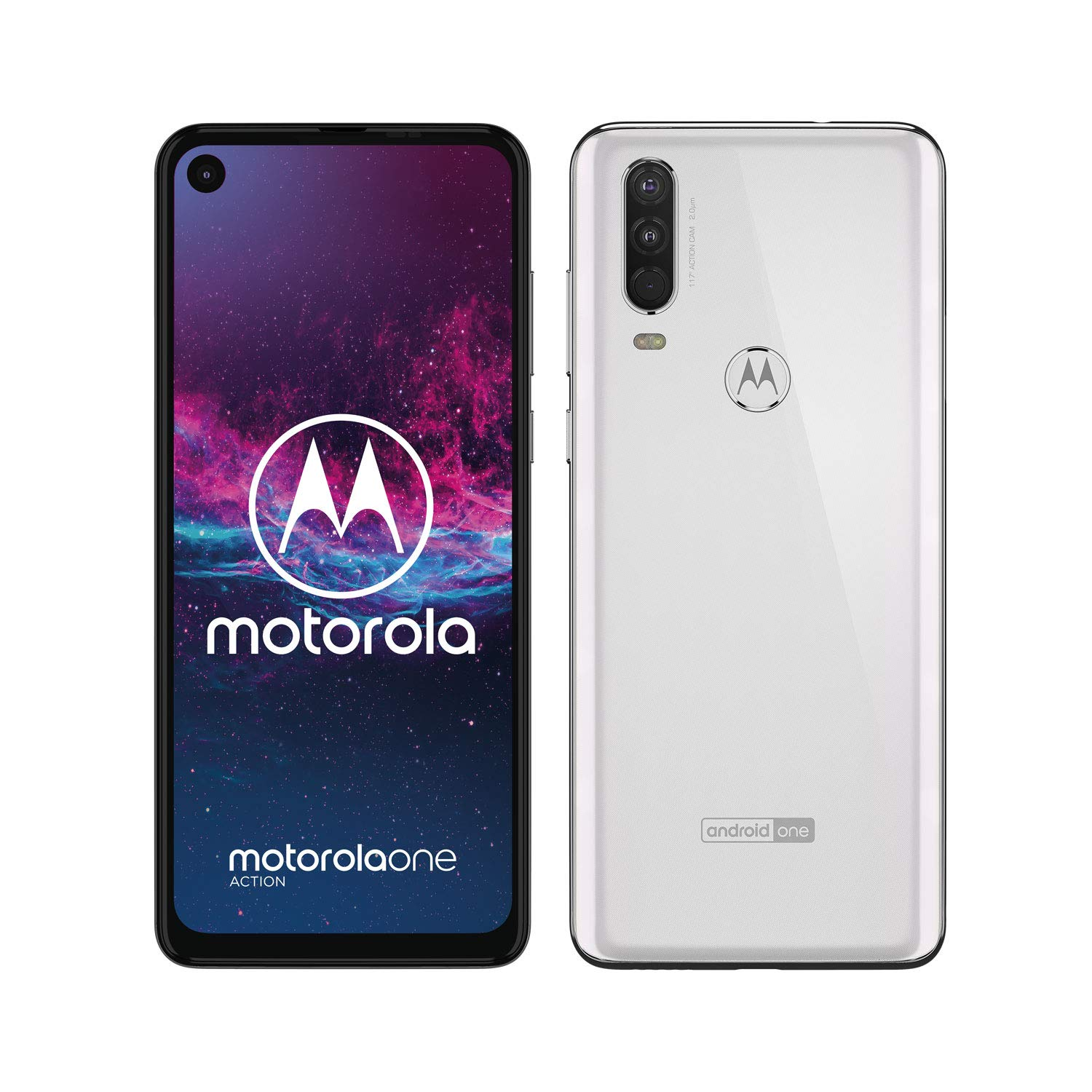 Móvil - Motorola One Action, Blanco, 128 GB, 4 GB RAM, 6.3", Samsung Exynos 9609, 3500 mAh, Android