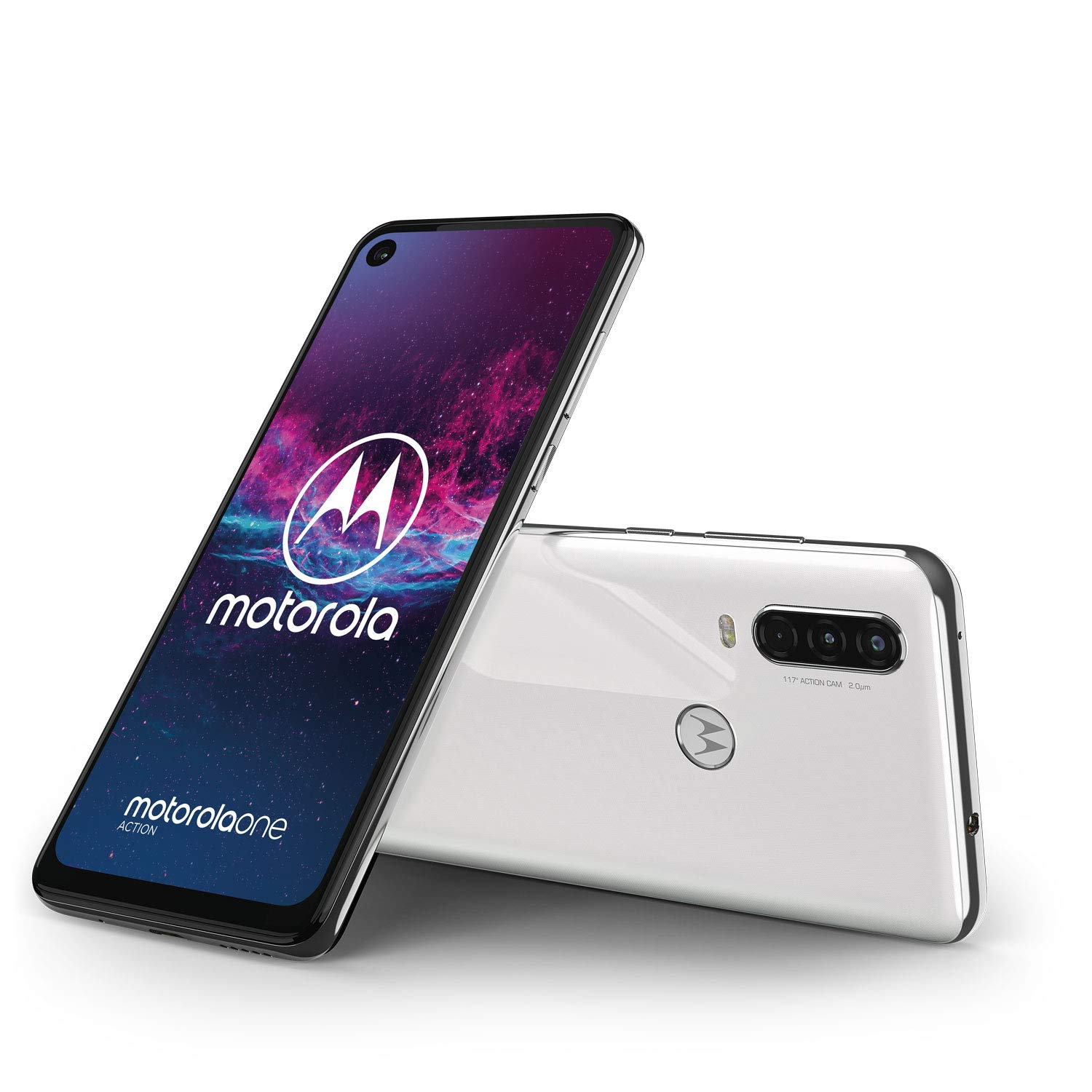 Móvil - Motorola One Action, Blanco, 128 GB, 4 GB RAM, 6.3", Samsung Exynos 9609, 3500 mAh, Android
