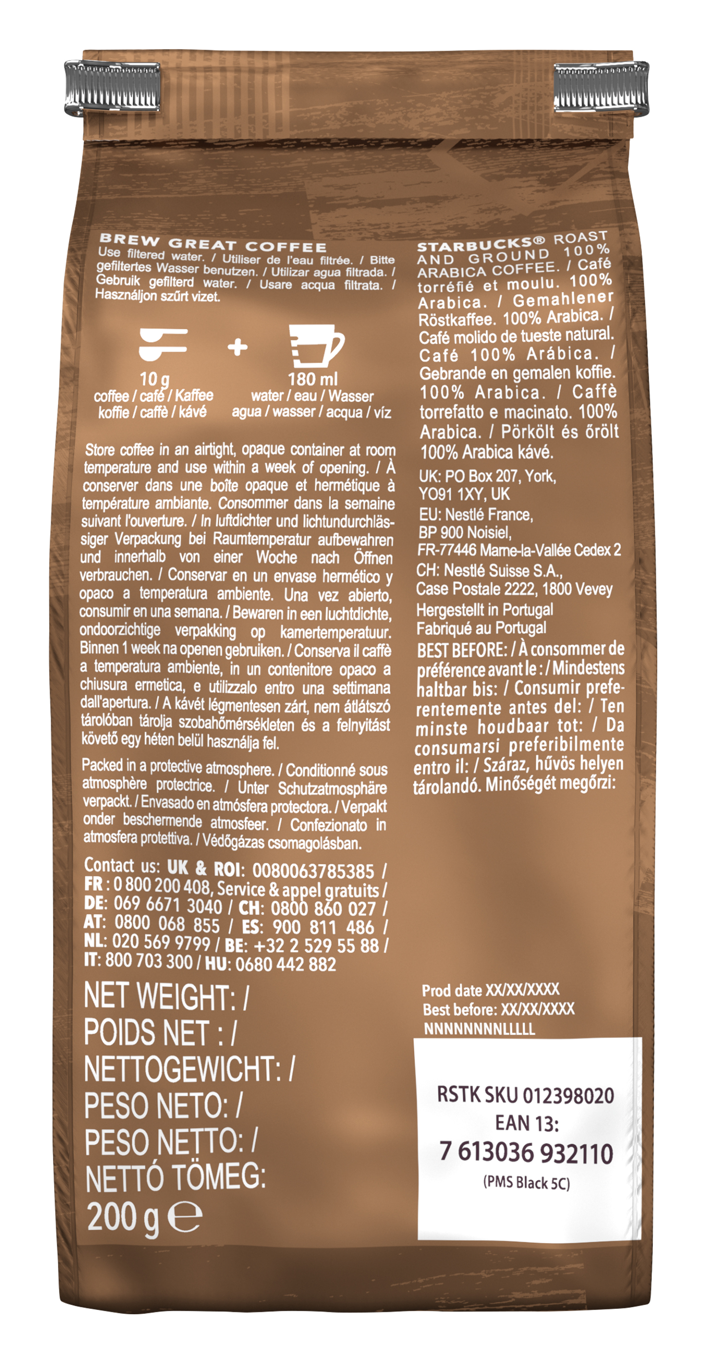 STARBUCKS HOUSE BLEND Gemahlener Kaffee (Filterkaffeemaschinen, Handfliterung)