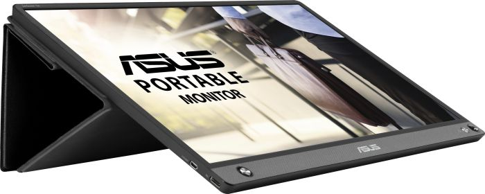 Tragbarer Asus-Monitor mit schwarzem Gehäuse.