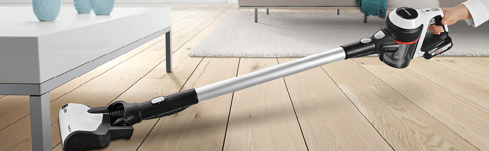 BOSCH Akku-Staubsauger Unlimited Serie | 6 weiß BCS612W Akku-Stielsauger (300 ml, Akkulaufzeit: 30 min, Schwarz)