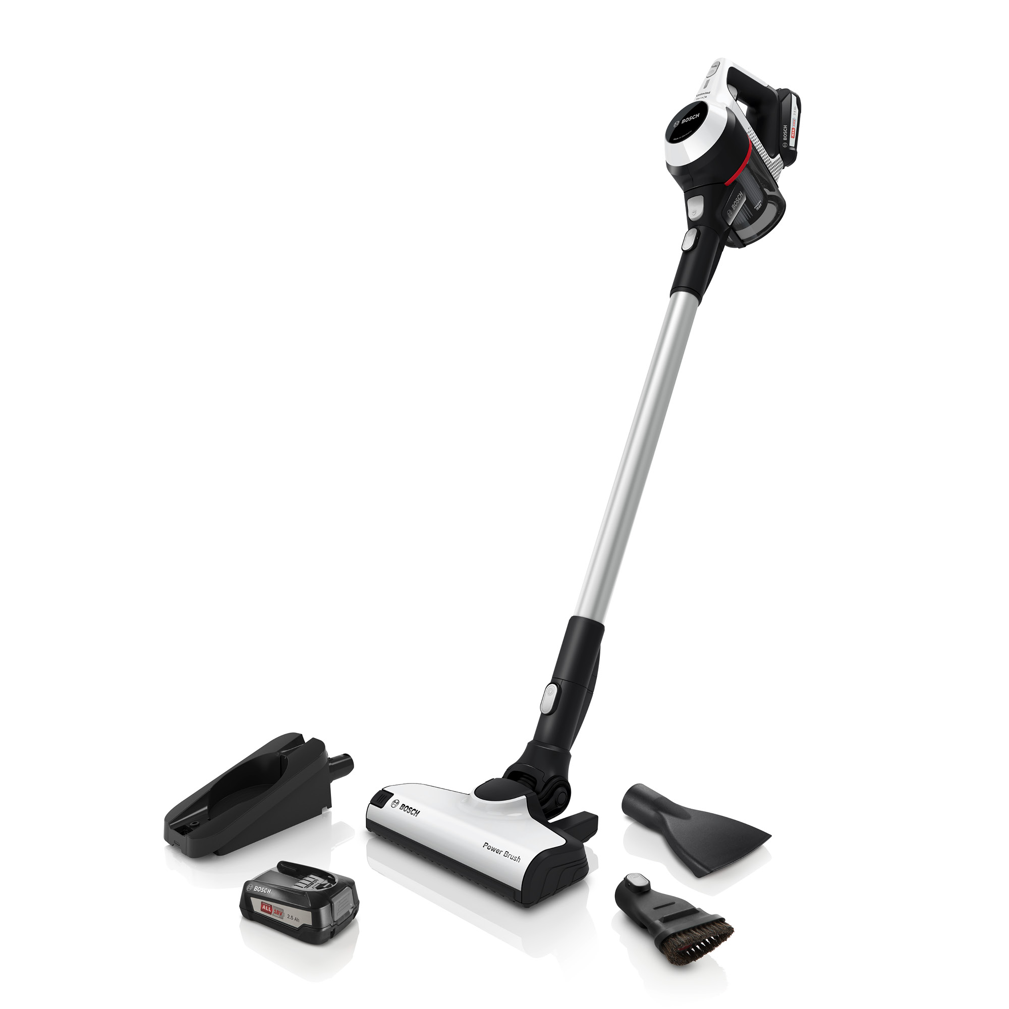 BOSCH Akku-Staubsauger Unlimited Serie | 6 weiß BCS612W Akku-Stielsauger (300 ml, Akkulaufzeit: 30 min, Schwarz)