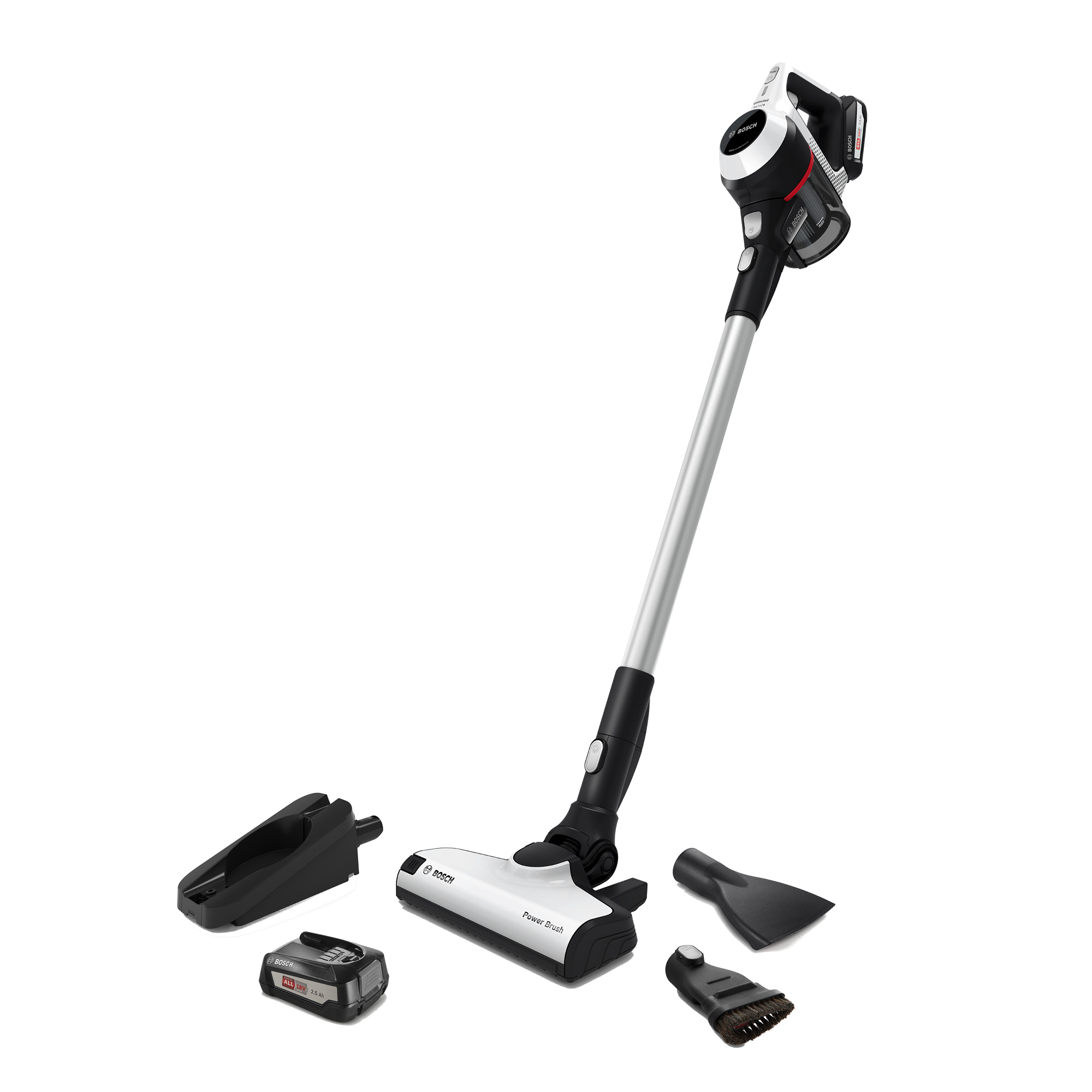 BOSCH Akku-Staubsauger Unlimited Serie | 6 weiß BCS612W Akku-Stielsauger (300 ml, Akkulaufzeit: 30 min, Schwarz)