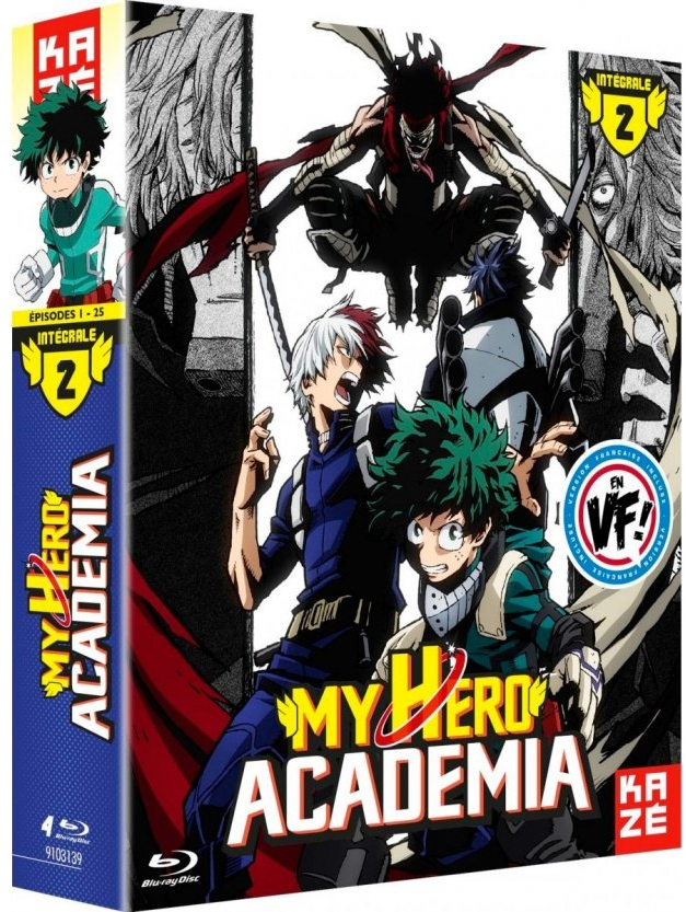 My Hero Academia dvd-set. De doos toont anime-personages en de titel op de zijkant.