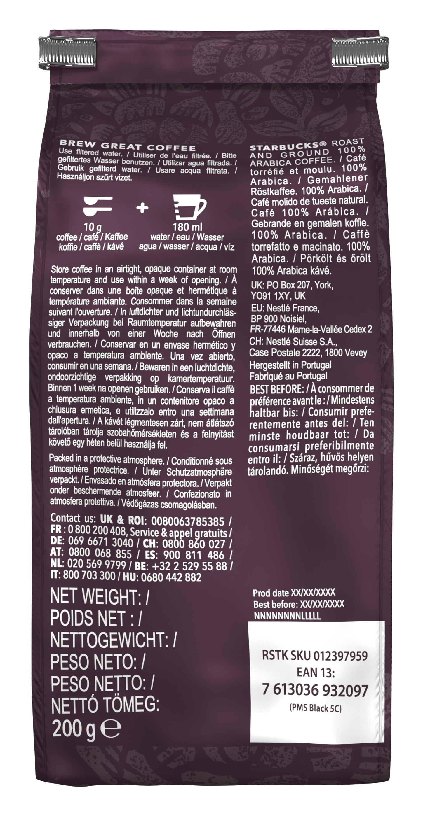 STARBUCKS CAFFE VERONA Gemahlener Kaffee (Filterkaffeemaschinen, Handbrühen)