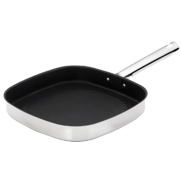 Sartén - Teka Grill Cuadrado Antiadherente, 27 cm, Antiadherente, Inox