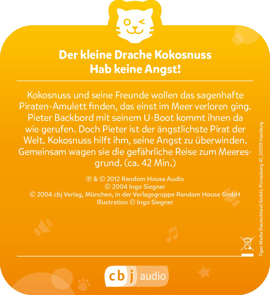 Buchcover mit Text über einen kleinen Drachen, einen Piraten und ein U-Boot.