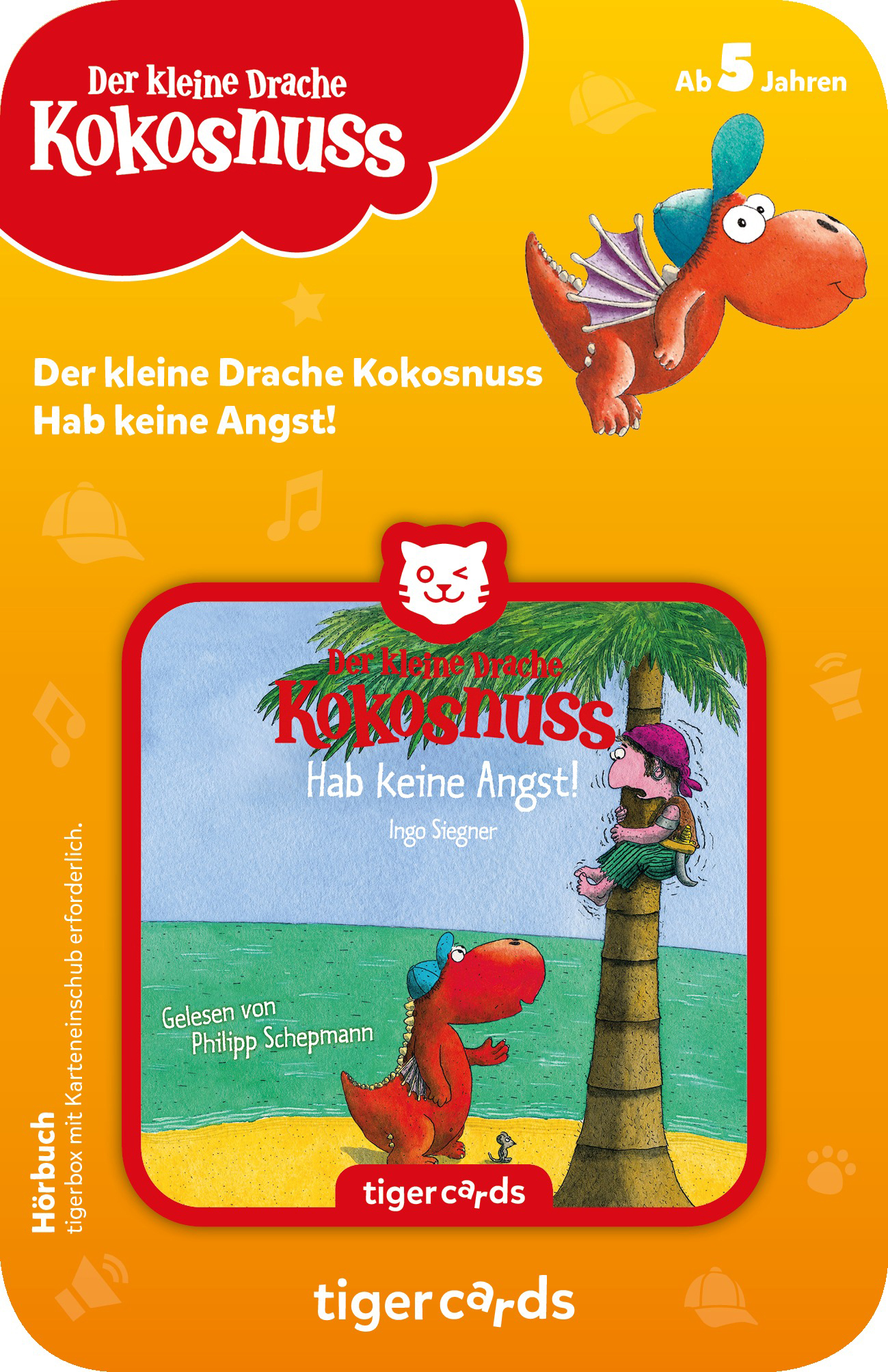 Cover eines Kinderbuchs „Der kleine Drache Kokosnuss“ mit Drachen und Kind.