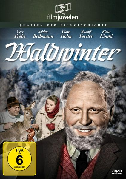 Filmposter, ein älterer Mann lächelt, mit anderen Charakteren und einer Winterszene.