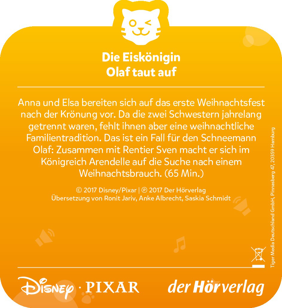 - Eiskönigin TIGERMEDIA Mehrfarbig auf Die Olaf taut Tigercard, Tigercard -