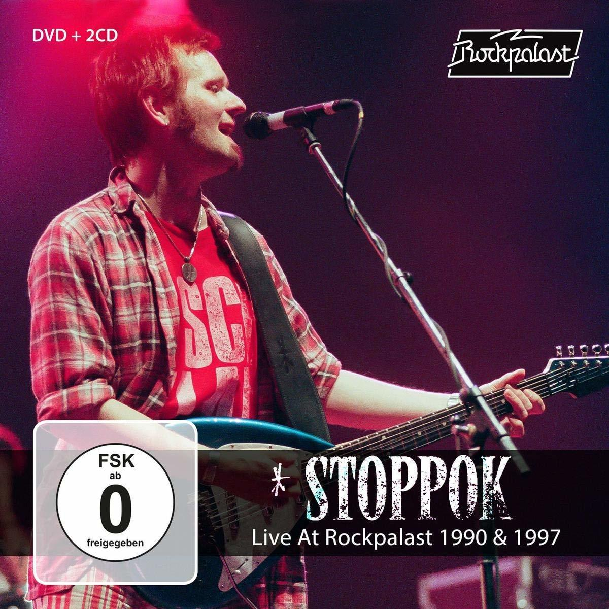 DVD-Cover mit einem Mann, der Gitarre spielt, Text 'STOPPOK' und 'Live At Rockpalast 1990 & 1997'.