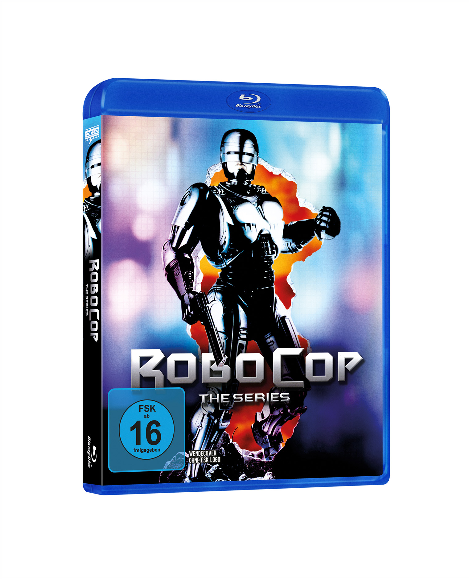 Blu-ray-Disc-Hülle mit einer RoboCop-Grafik auf dem Cover.