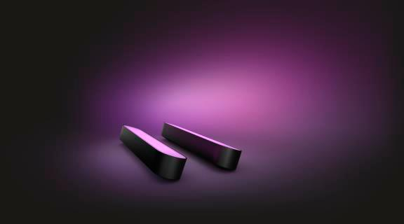 PHILIPS Hue White and Color Ambiance Play Starter Set inkl. 2 Lightbars, Netzstecker und Hue Bridge, schwarze LED Tischleuchte mehrfarbig, warmweiß, kaltweiß
