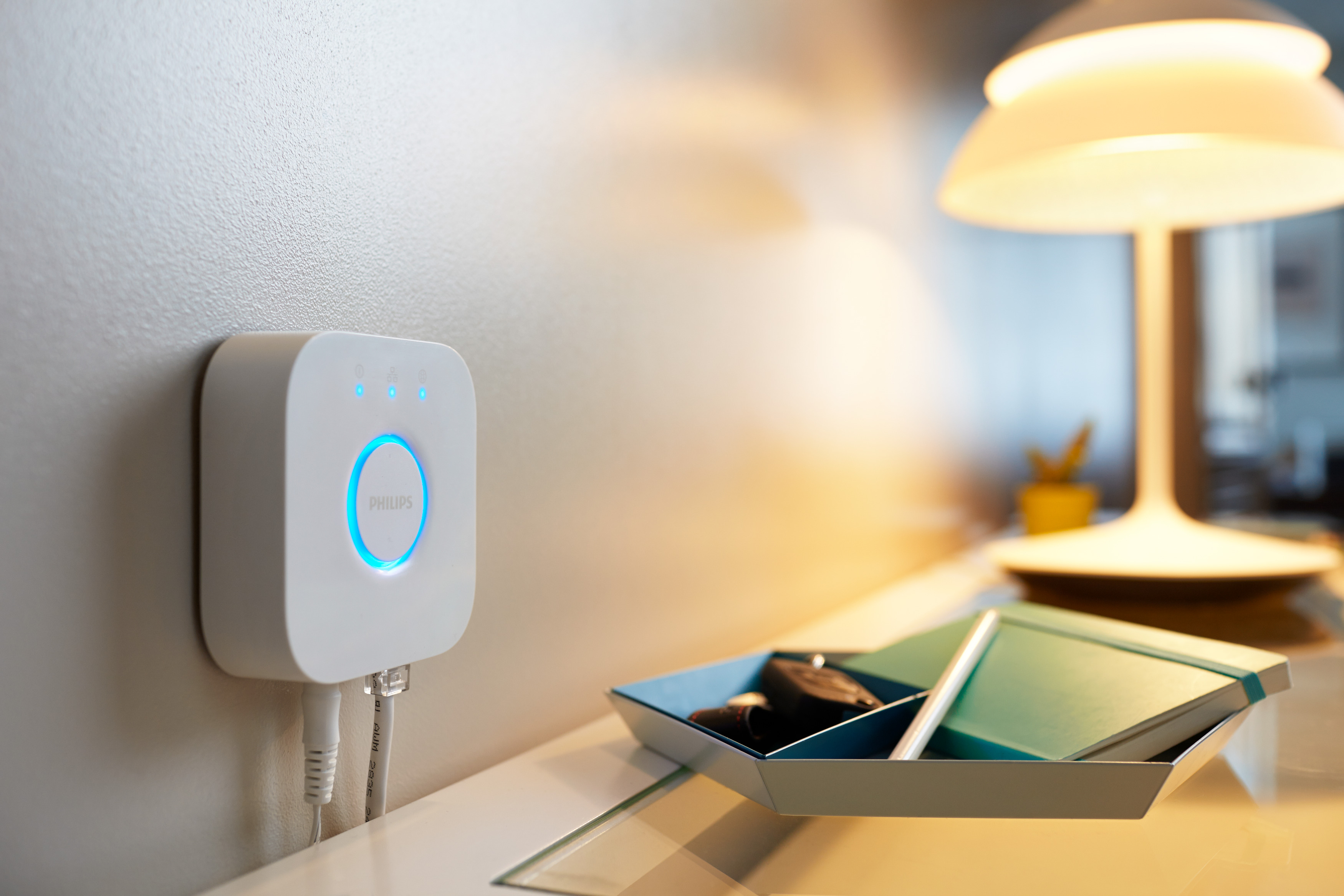 PHILIPS Hue White and Color Ambiance Play Starter Set inkl. 2 Lightbars, Netzstecker und Hue Bridge, schwarze LED Tischleuchte mehrfarbig, warmweiß, kaltweiß