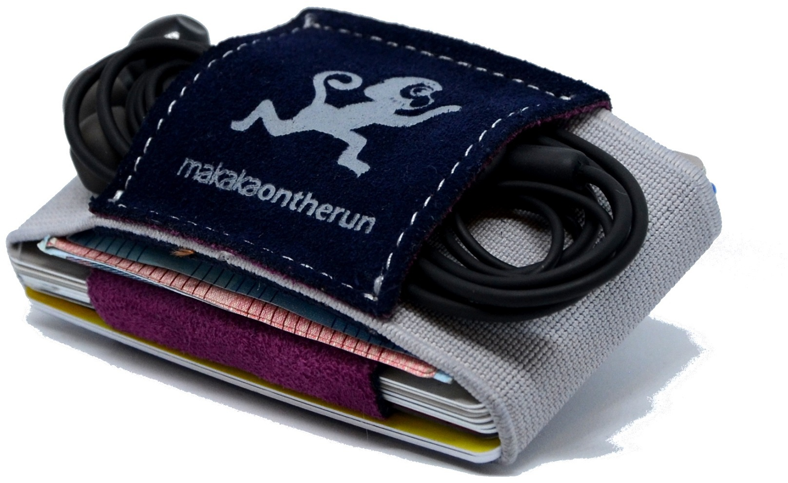 MAKAKAONTHERUN Triple Slim Wallet Blau/Grau