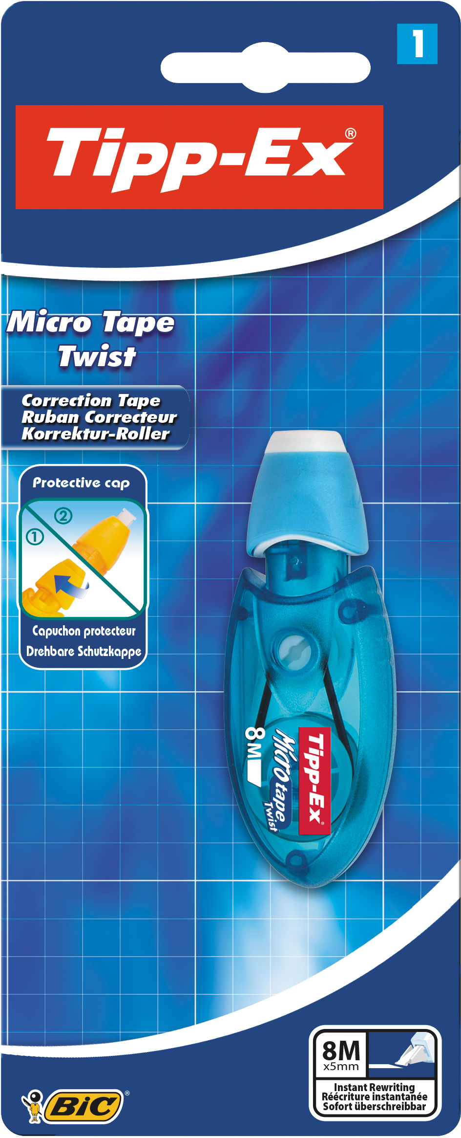 BIC Tipp-Ex Micro Tape Twist Korrekturroller Blau oder Rot (Farbauswahl nicht möglich)