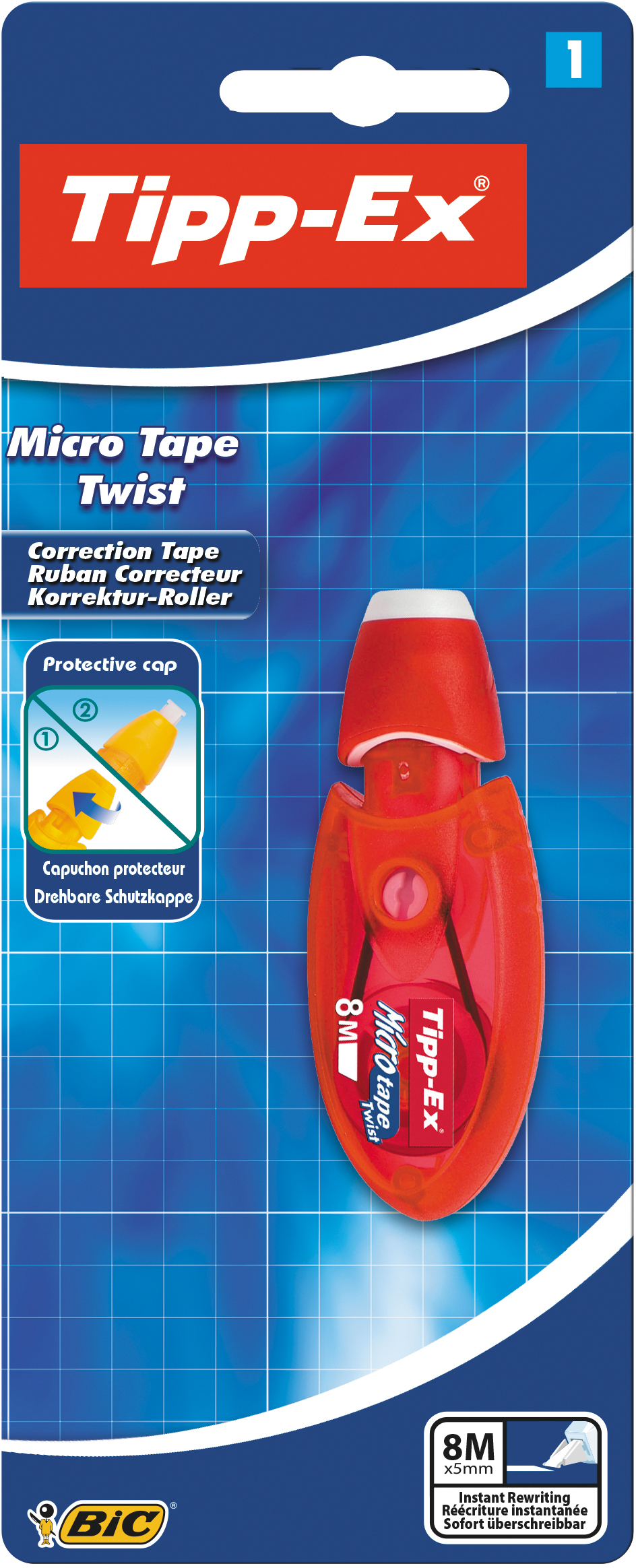 BIC Tipp-Ex Micro Tape Twist Korrekturroller Blau oder Rot (Farbauswahl nicht möglich)