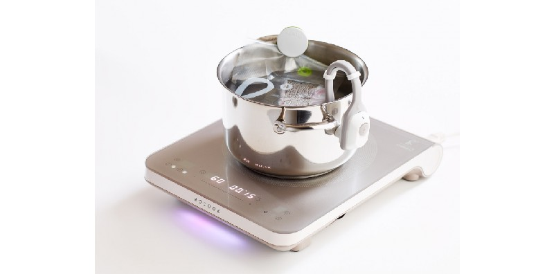 Kit Placa portátil - Cata Rocook Starter Kit GR, Inducción, Control temperatura y tiempo, Gris + Accesorios