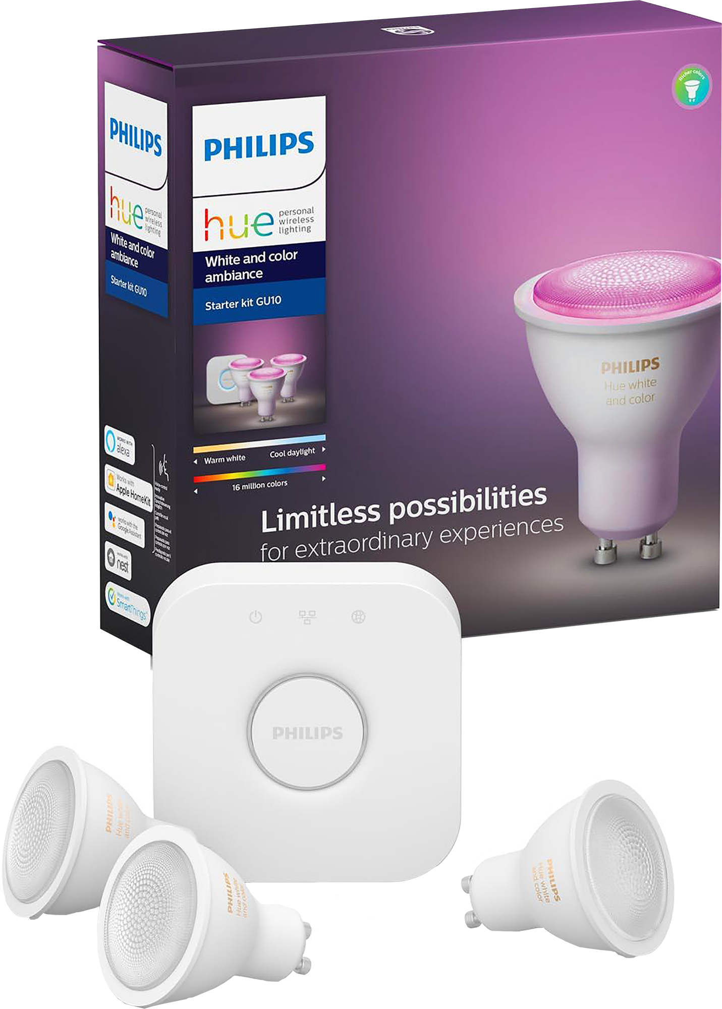 PHILIPS HUE Starterkit - wit en gekleurd licht - GU10