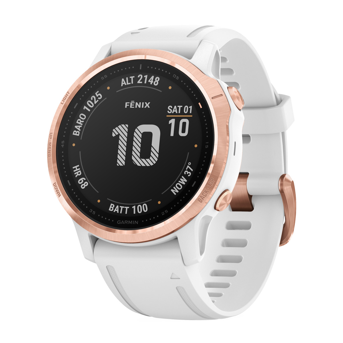 Reloj deportivo - Garmin Fenix 6S Pro, Gold/Blanco, Rose, GPS, Sensores ABC, Aplicaciones deportivas