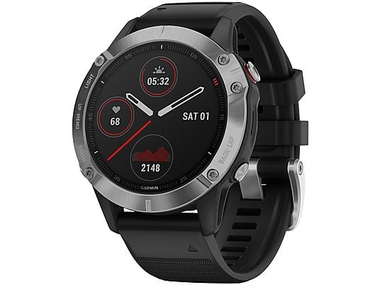 Reloj deportivo - Garmin Fenix 6, Plata/Negro, GPS, Sensores ABC,  Aplicaciones deportivas