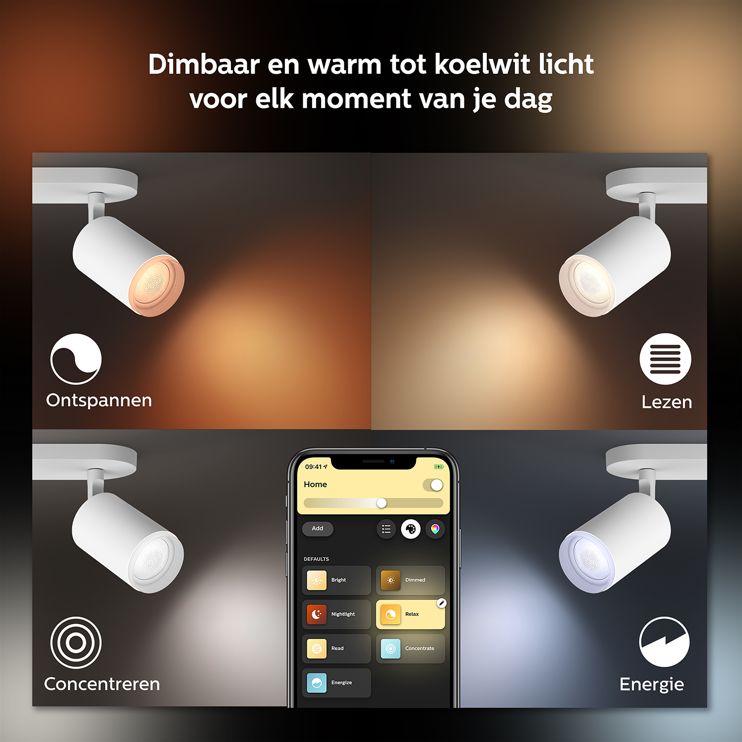 PHILIPS HUE Fugato opbouwspot - wit en gekleurd licht - 4-lichts - wit