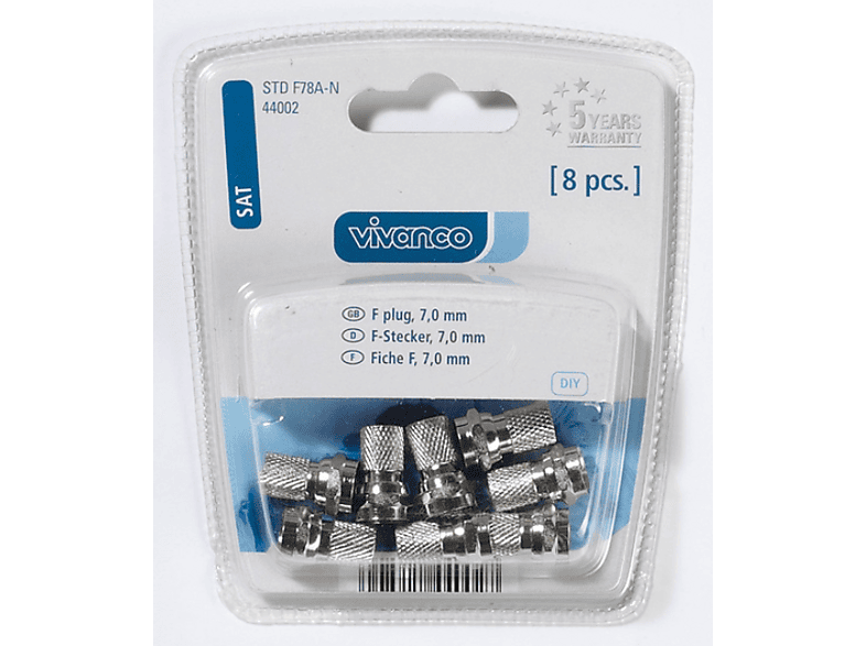 Vivanco 44002 F-Stecker, 7mm, 8 Stk. — Foto 2 von 2