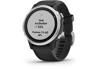 Reloj deportivo - Garmin Fenix 6S, Plata/Negro, GPS, Sensores ABC, Aplicaciones deportivas