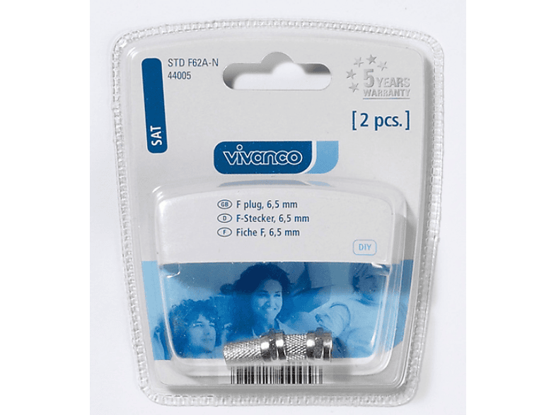 Vivanco 44005 F-Stecker, 6,5mm, 2 Stk. — Foto 2 von 2