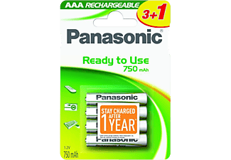 PANASONIC BATTERY Piles AAA rechargeables Evolta 750 mAh 4-Pack (HHR-P3 EVOLTA/3+1)