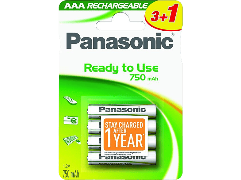 PANASONIC BATTERY Herlaadbare AAA-batterijen Evolta 750 mAh 4-Pack (HHR-P3 EVOLTA/3+1)