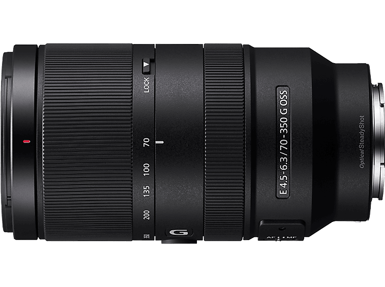 SONY SEL70350G 70 mm - 350 f/4.5-6.3 G-Lens, ED, ASPH, OSS, FHB, Circulare Blende, DMR (Objektiv für Sony E-Mount, Schwarz)