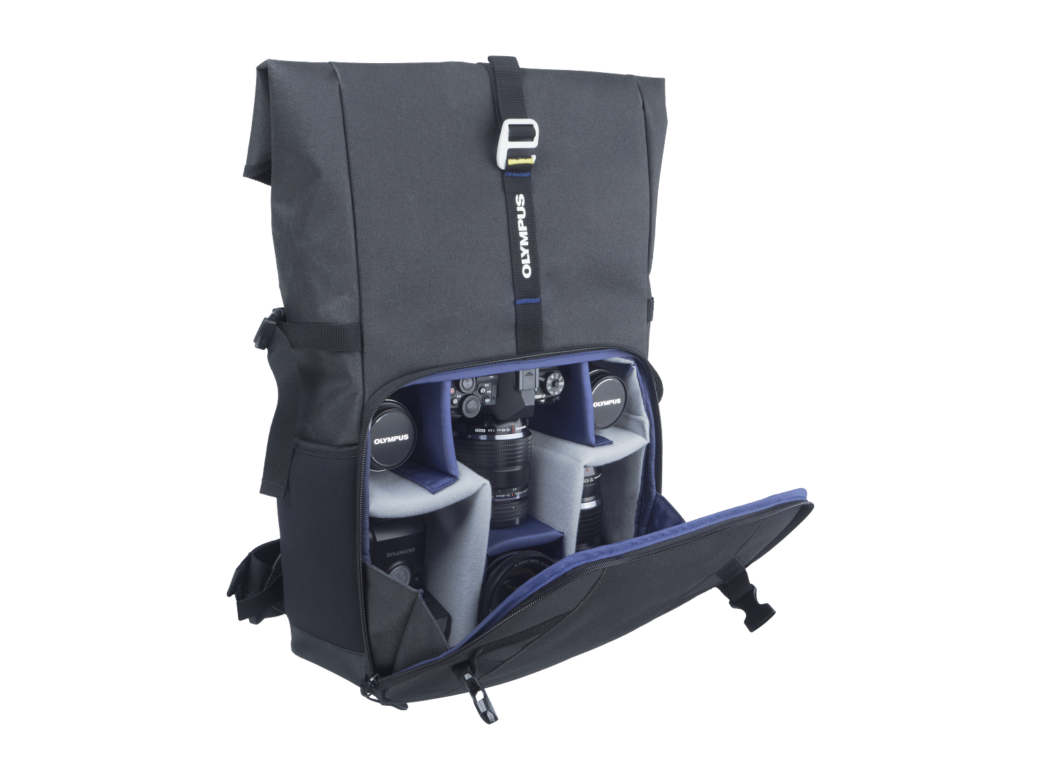 OLYMPUS Kamerarucksack für jeden Tag Kamerarucksack, Grau/Schwarz/Blau