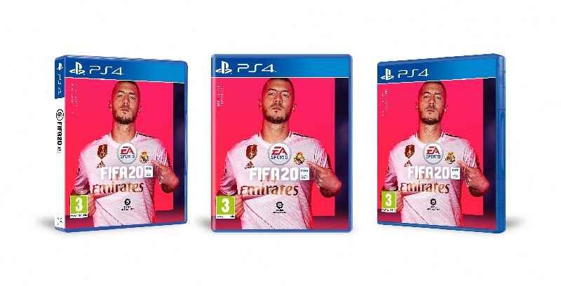 Tres cajas del juego FIFA 20, cada una con la portada y el jugador.