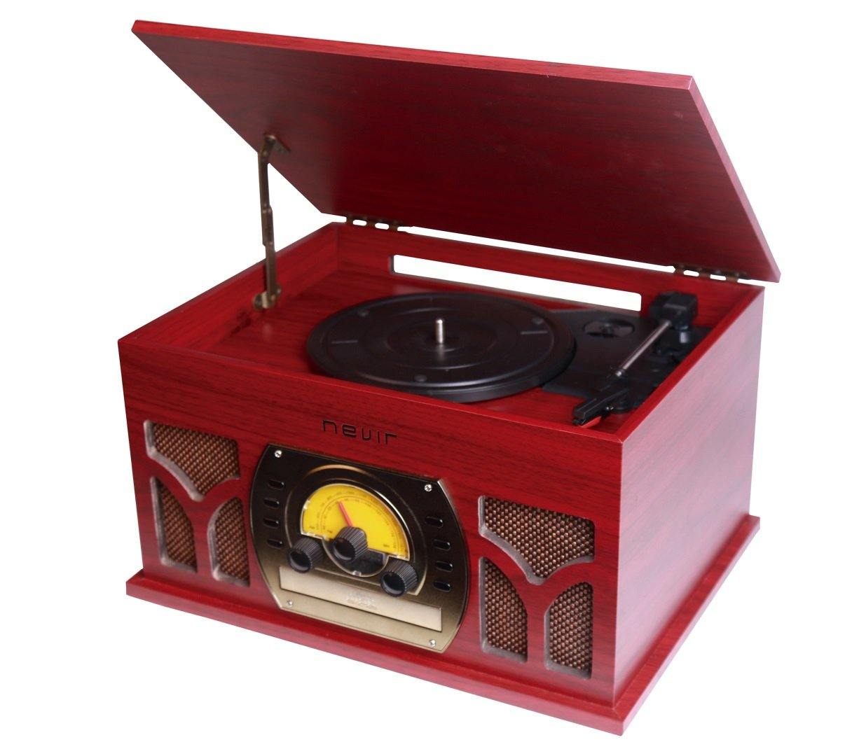 Tocadiscos - Nevir NVR-806 VRBUC, Bluetooth, CD, USB, Radio FM, Rojo