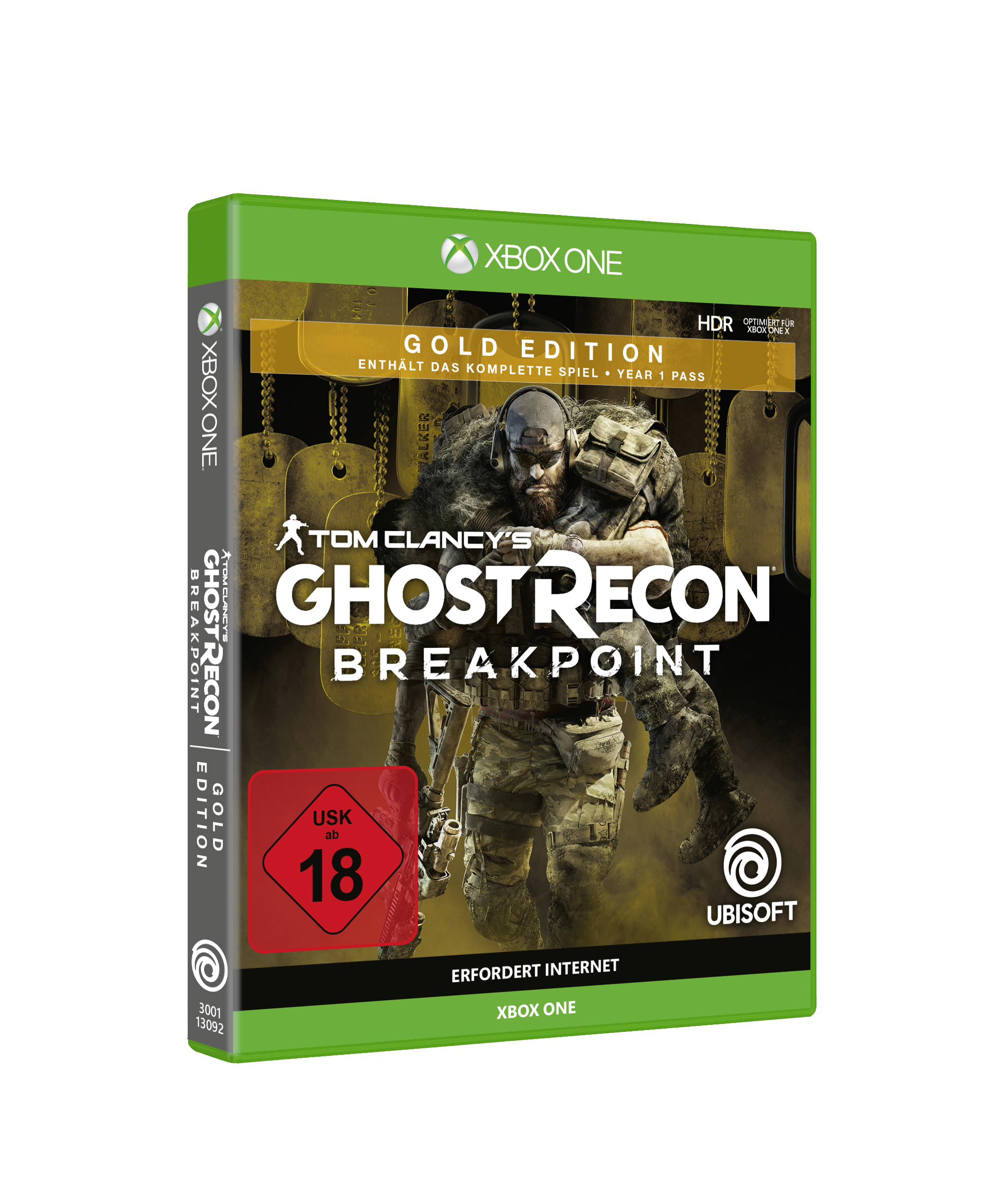 Spielbox mit Tom Clancy's Ghost Recon Breakpoint, Gold Edition und Xbox One Logo.