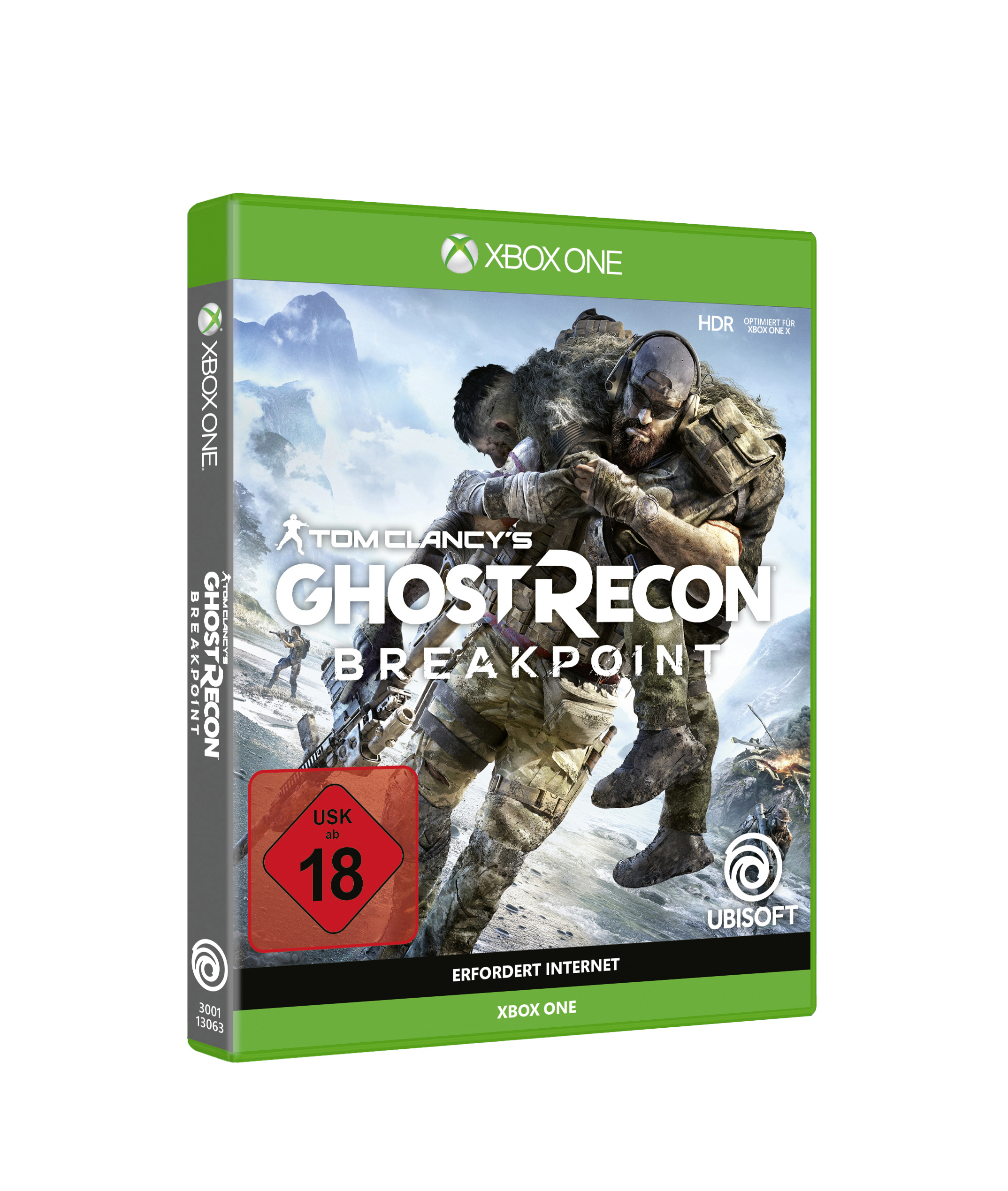 Das Spielcover für Tom Clancy's Ghost Recon Breakpoint mit zwei Soldaten in Tarnkleidung.