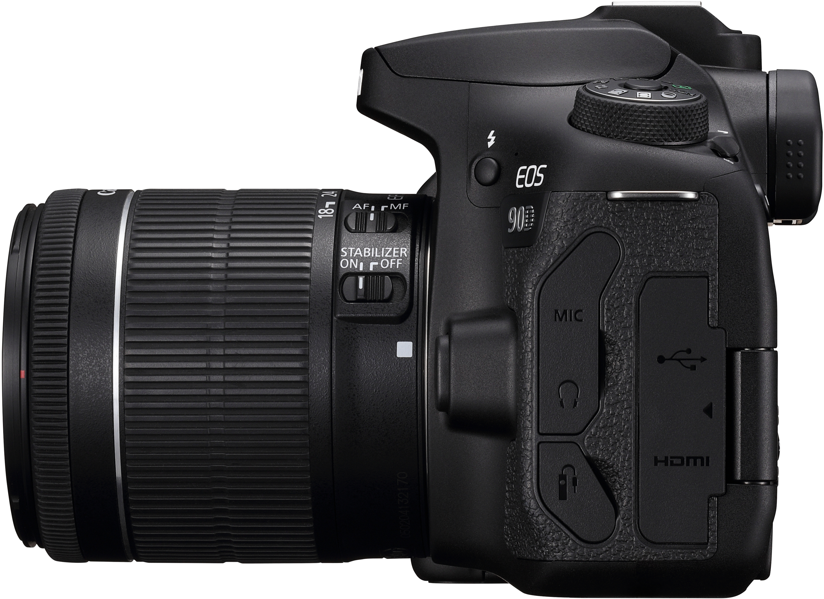 CANON EOS 90D Kit Spiegelreflexkamera, 32,5 Megapixel, 18-55mm Objektiv (EF-S, IS II, STM), Touchscreen Display, WLAN, Schwarz