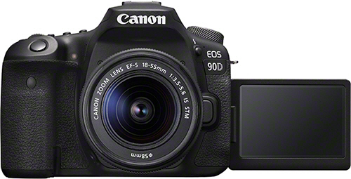 CANON EOS 90D Kit Spiegelreflexkamera, 32,5 Megapixel, 18-55mm Objektiv (EF-S, IS II, STM), Touchscreen Display, WLAN, Schwarz