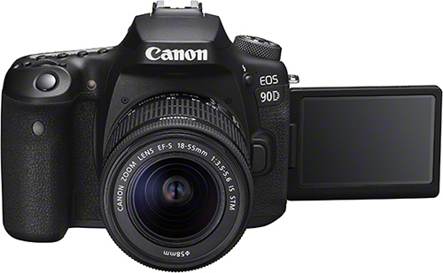 CANON EOS 90D Kit Spiegelreflexkamera, 32,5 Megapixel, 18-55mm Objektiv (EF-S, IS II, STM), Touchscreen Display, WLAN, Schwarz