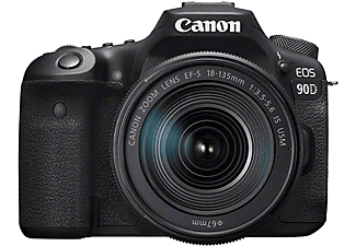 CANON EOS 90D Kit Spiegelreflexkamera, 32,5 Megapixel, 18-135mm Objektiv (EF-S, IS II, USM), Touchscreen Display, WLAN, Schwarz