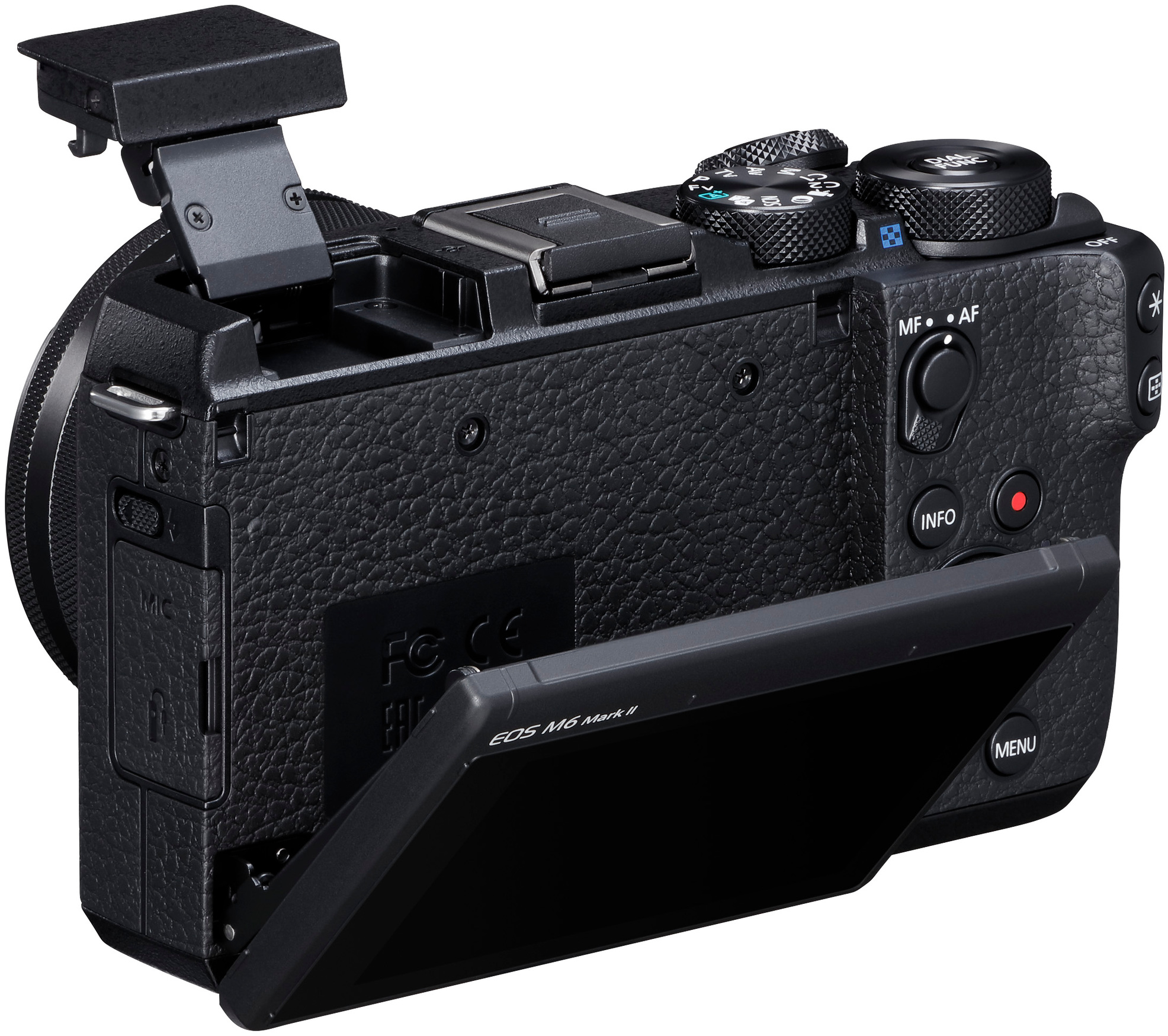 CANON EOS M6 Mark II Body Systemkamera mit Objektiv 15-45 mm, 7,5 cm Display Touchscreen, WLAN