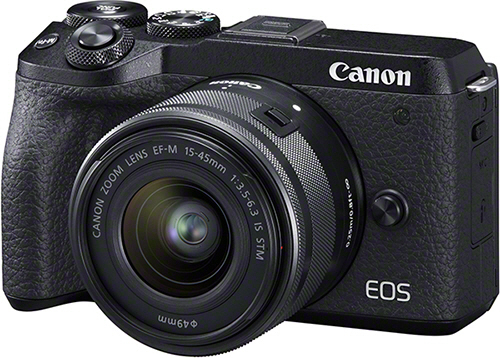 CANON EOS M6 Mark II Body Systemkamera mit Objektiv 15-45 mm, 7,5 cm Display Touchscreen, WLAN