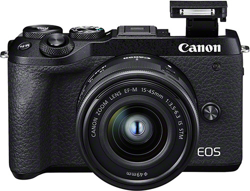 CANON EOS M6 Mark II Body Systemkamera mit Objektiv 15-45 mm, 7,5 cm Display Touchscreen, WLAN