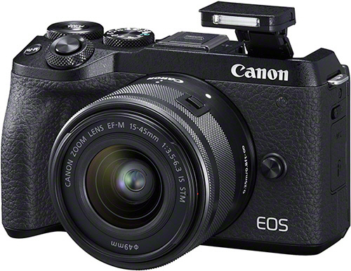 CANON EOS M6 Mark II Body Systemkamera mit Objektiv 15-45 mm, 7,5 cm Display Touchscreen, WLAN