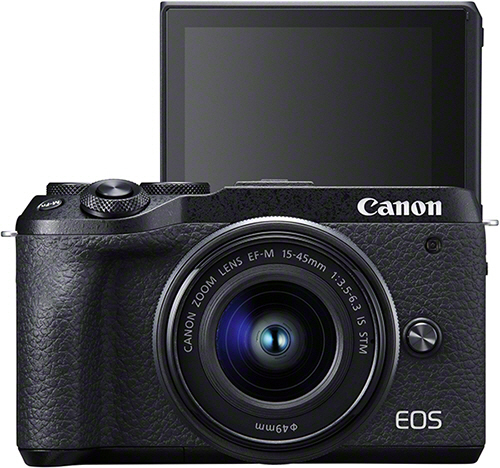 CANON EOS M6 Mark II Body Systemkamera mit Objektiv 15-45 mm, 7,5 cm Display Touchscreen, WLAN