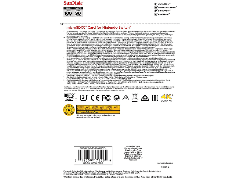 SanDisk 256GB microSDXC Karte für Nintendo Switch bis zu 100 MB/s UHS-I Class 10 U3; Speicherkarte — Foto 3 von 5