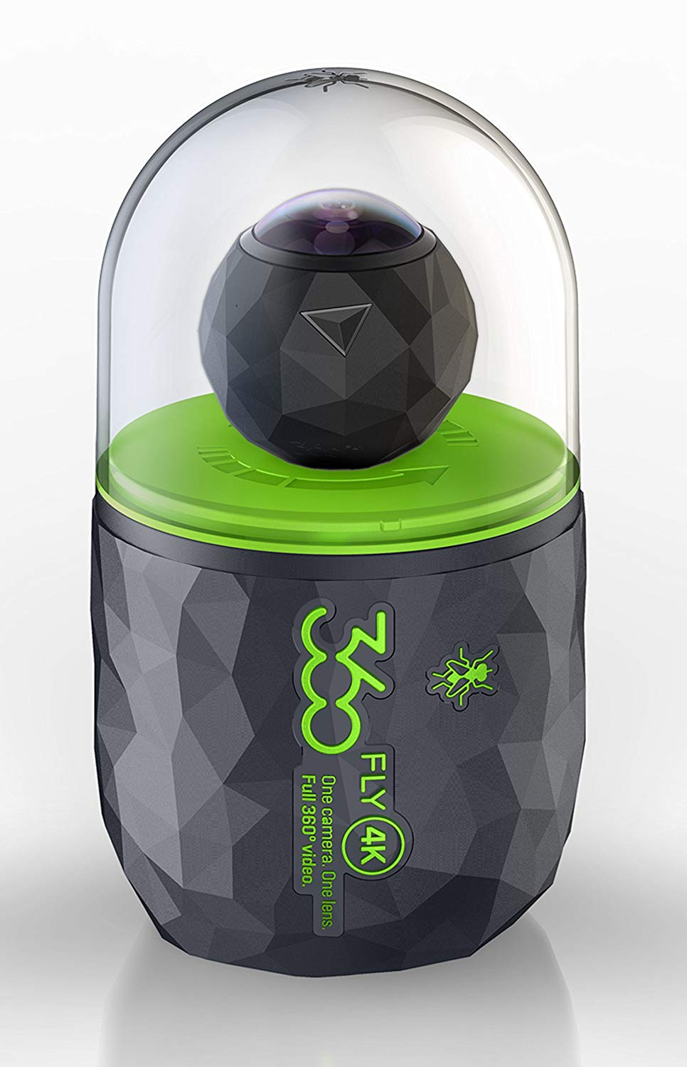 Cámara deportiva - NK 360Fly 4K, Sensor CMOS 12 MP, Vídeo 4K 360º, Zoom digital 4x, Wi-Fi, IP67, Negro