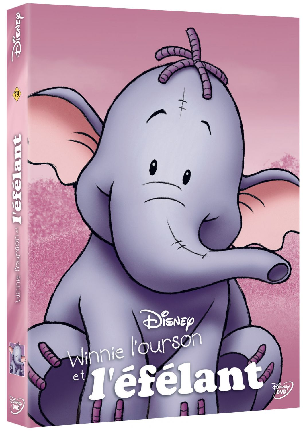 Winnie de Poeh en de Heffalump DVD-hoes. Grijze olifant op de cover.